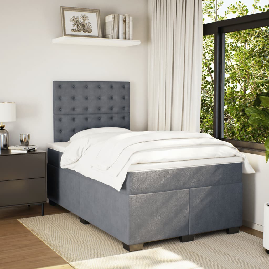 Krevet box spring s madracem tamnosivi 120 x 190 cm baršun