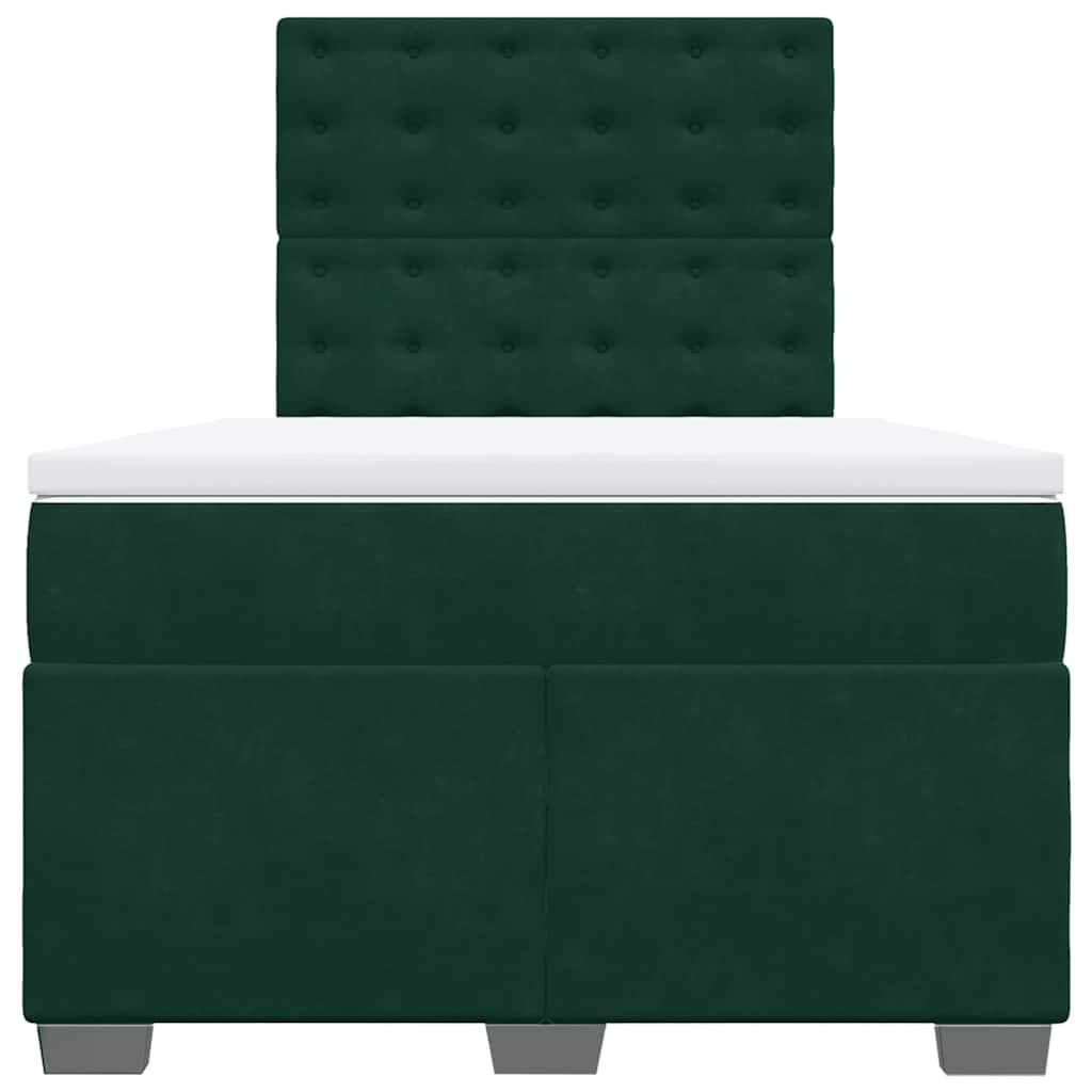 Krevet box spring s madracem tamnozeleni 120x190 cm baršunasti
