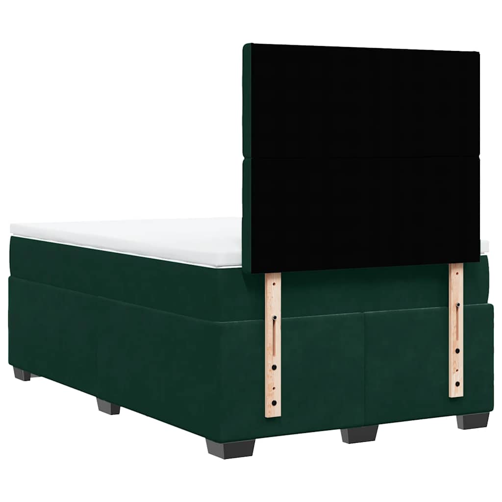 Krevet box spring s madracem tamnozeleni 120x190 cm baršunasti