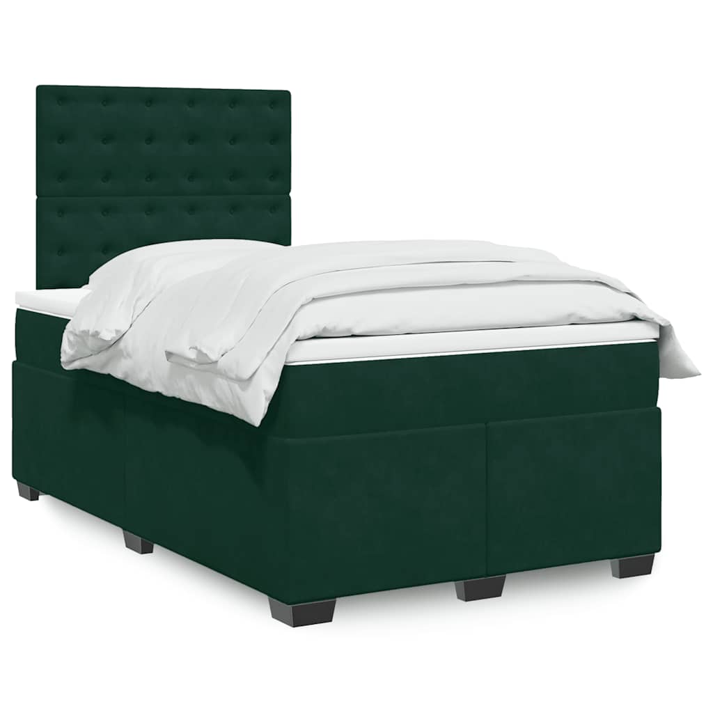 Krevet box spring s madracem tamnozeleni 120x190 cm baršunasti