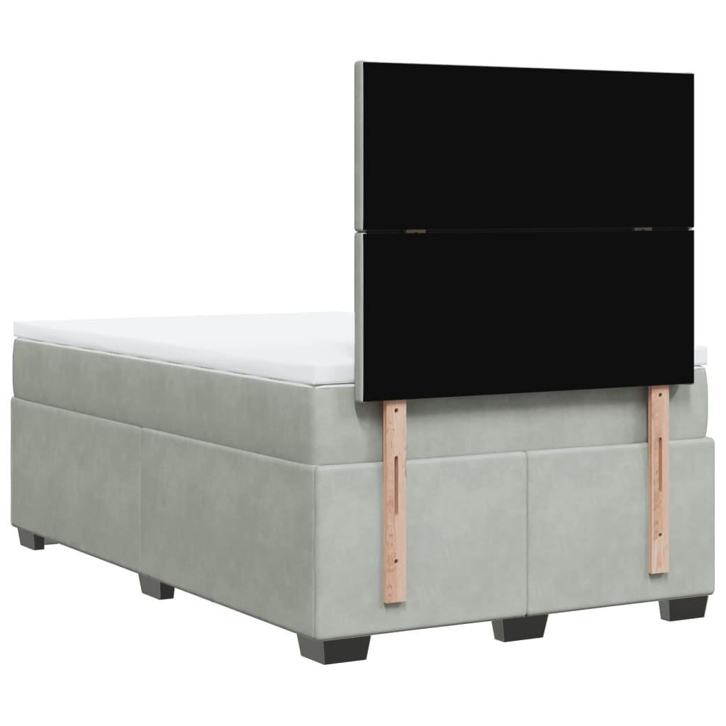 Box spring krevet s madracem svjetlosivi 120x200 cm baršunasti