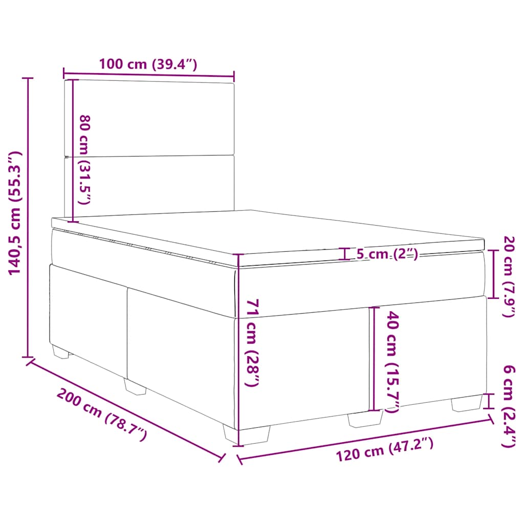 Box spring krevet s madracem tamnozeleni 120x200 cm baršunasti