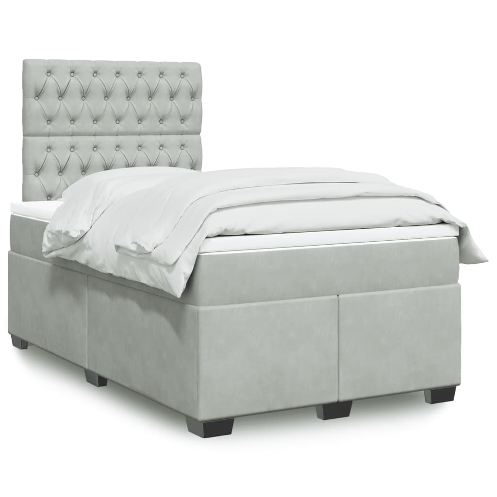 Box spring krevet s madracem svjetlosivi 120x200 cm baršunasti
