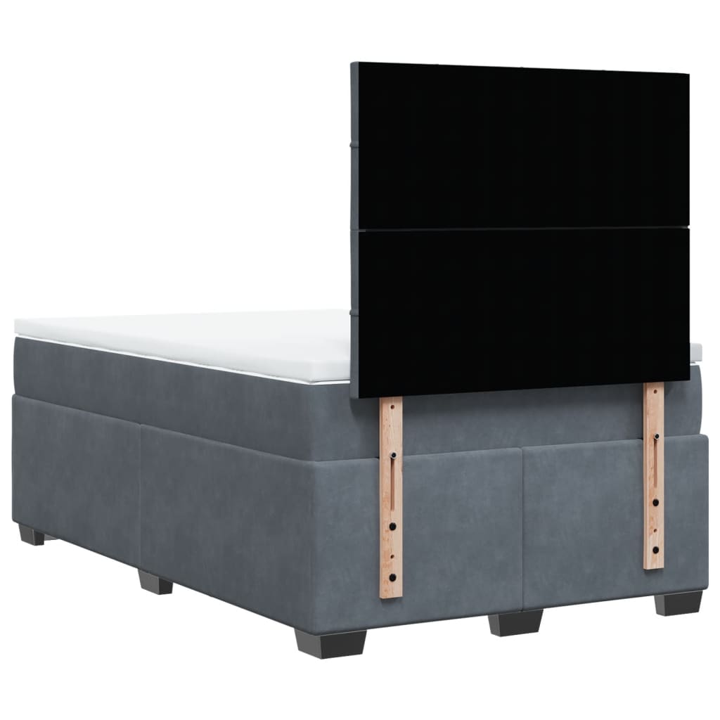 Box spring krevet s madracem tamnosivi 120 x 200 cm baršunasti