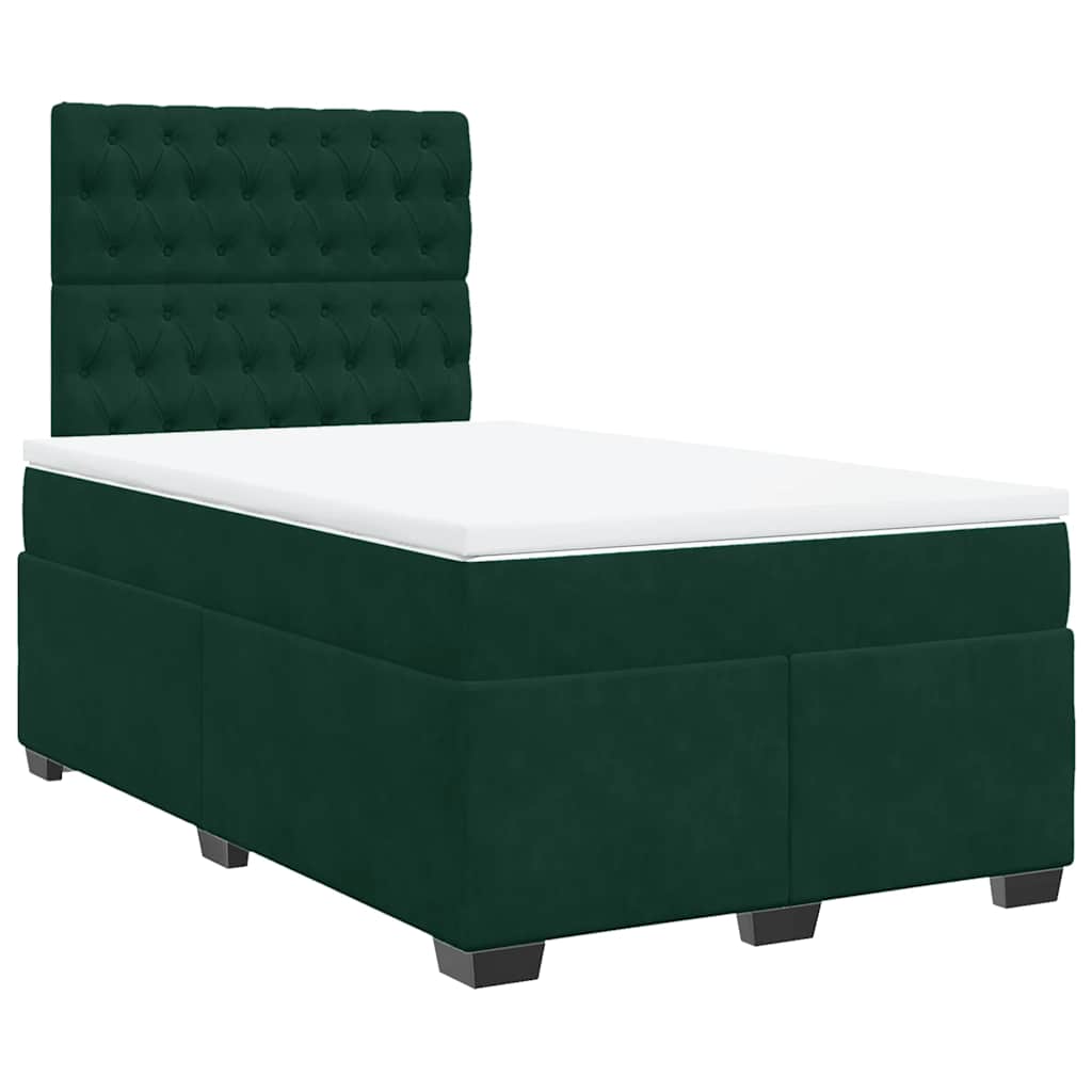 Box spring krevet s madracem tamnozeleni 120x200 cm baršunasti