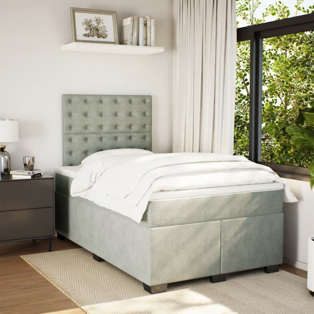 Box spring krevet s madracem svjetlosivi 120x200 cm baršunasti