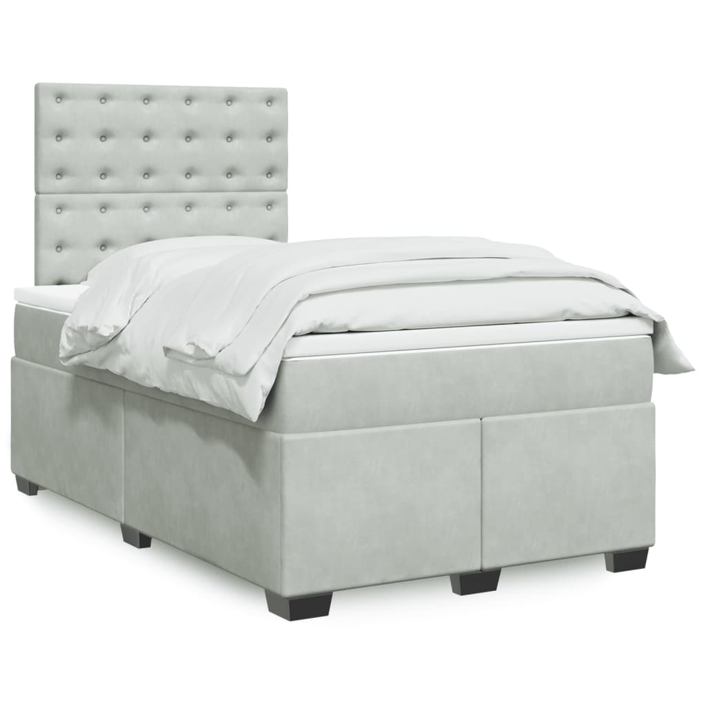 Box spring krevet s madracem svjetlosivi 120x200 cm baršunasti