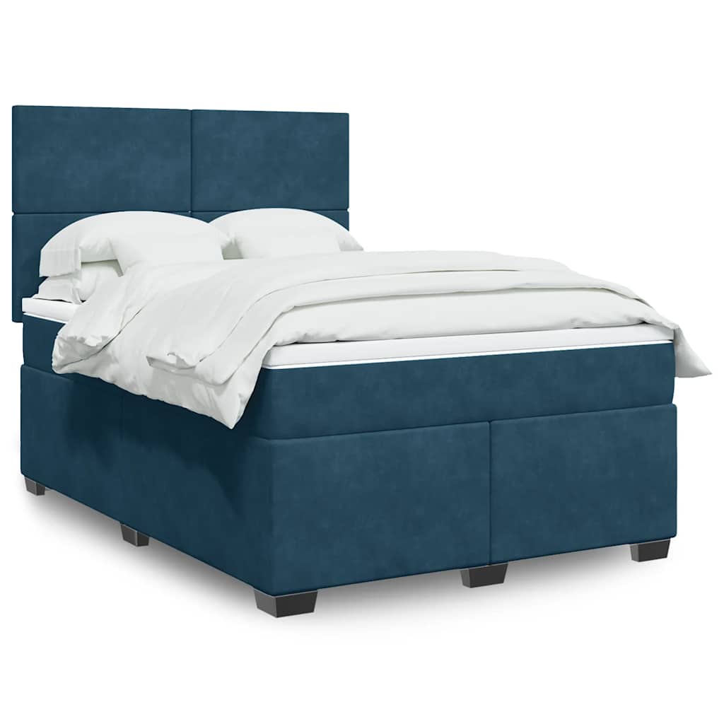 Krevet box spring s madracem plavi 160 x 200 cm baršunasti
