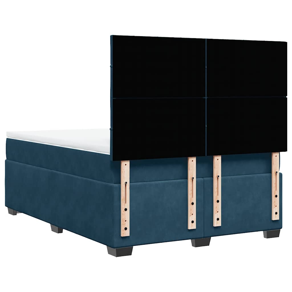 Krevet box spring s madracem plavi 160 x 200 cm baršunasti