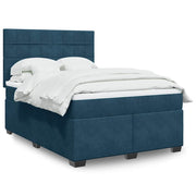 Krevet box spring s madracem plavi 160 x 200 cm baršunasti