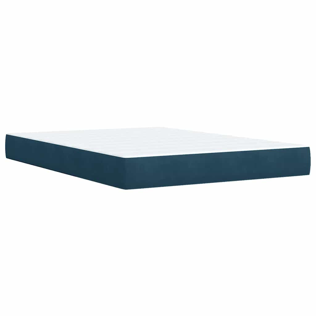 Krevet box spring s madracem plavi 160 x 200 cm baršunasti