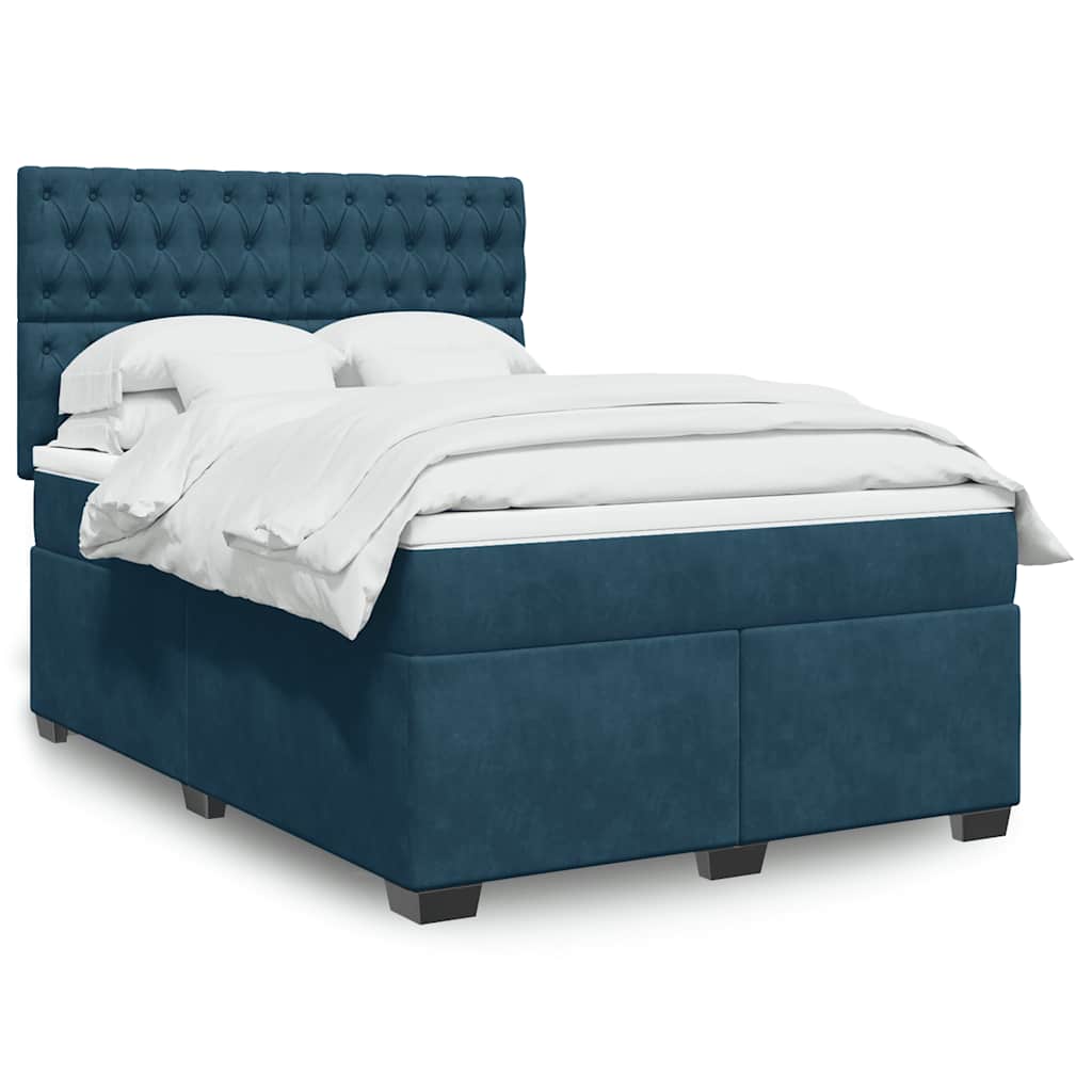 Krevet box spring s madracem plavi 160 x 200 cm baršunasti