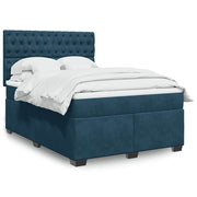 Krevet box spring s madracem plavi 160 x 200 cm baršunasti