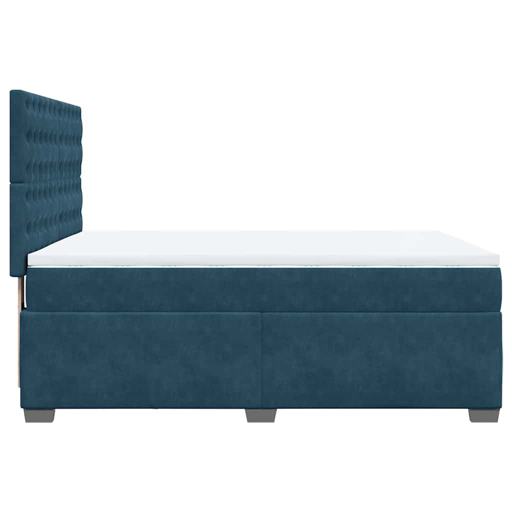 Krevet box spring s madracem plavi 160 x 200 cm baršunasti