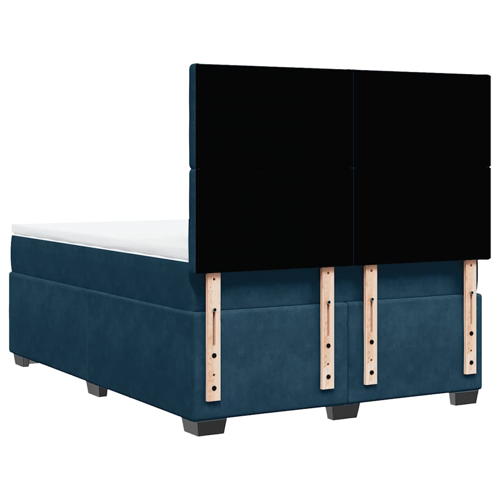 Krevet box spring s madracem plavi 160 x 200 cm baršunasti