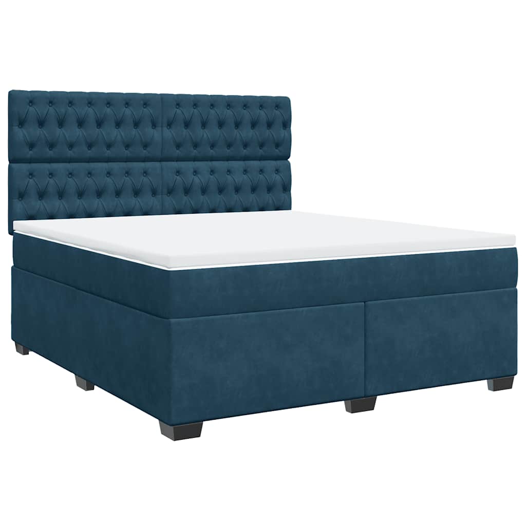 Krevet s oprugama i madracem plavi 180x200 cm baršunasti