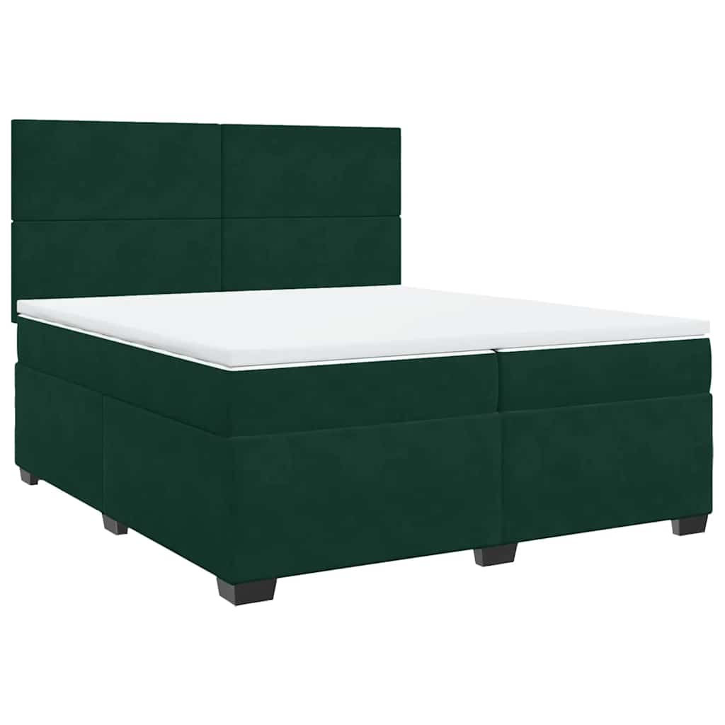 Krevet s oprugama i madracem tamnozeleni 200x200 cm baršunasti