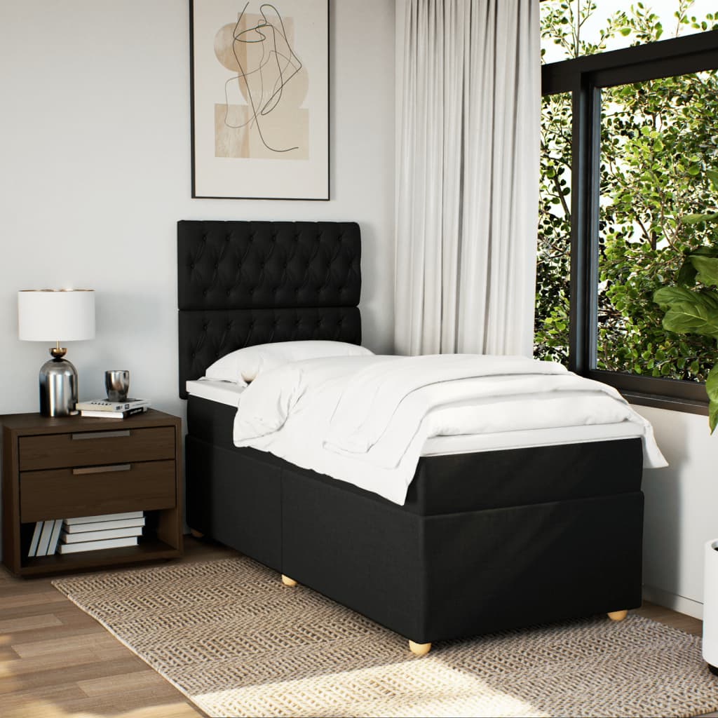 Box spring krevet s madracem crni 90x190 cm od tkanine
