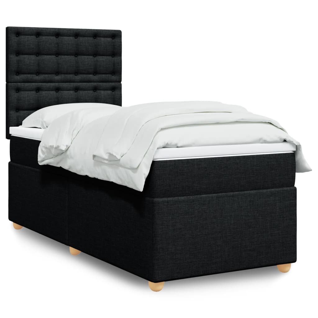 Box spring krevet s madracem crni 90x190 cm od tkanine