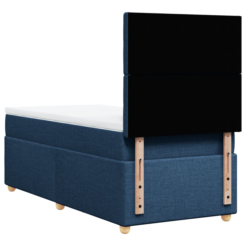 Krevet s oprugama i madracem plavi 100 x 200 cm od tkanine
