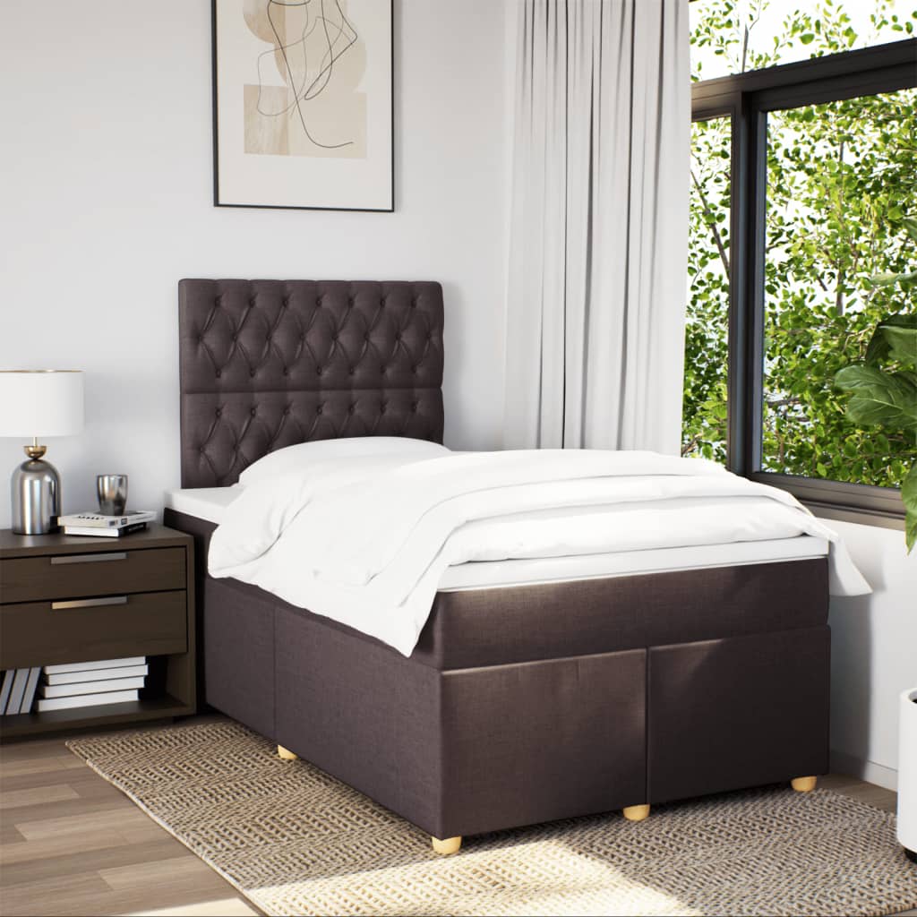 Krevet box spring s madracem tamnosmeđi 120 x 190 cm od tkanine