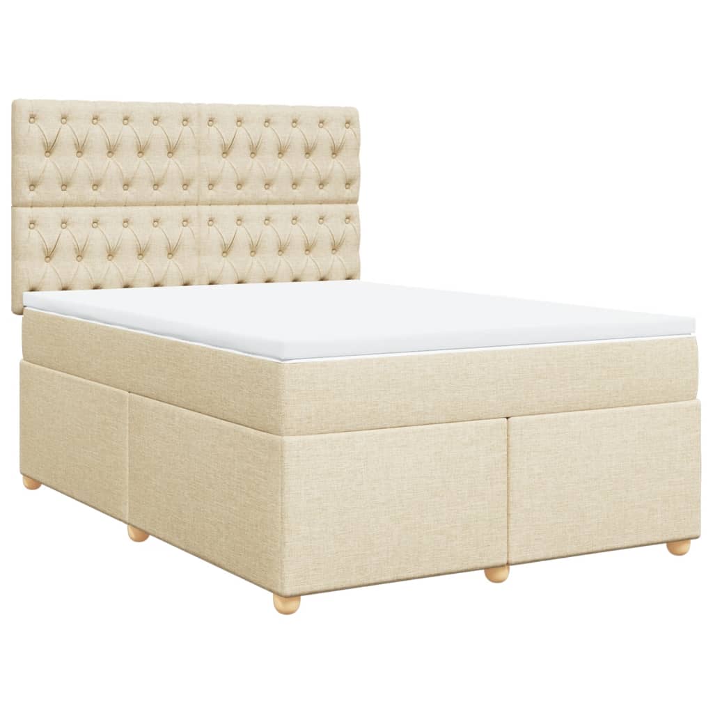 Krevet s oprugama i madracem krem 140 x 190 cm od tkanine