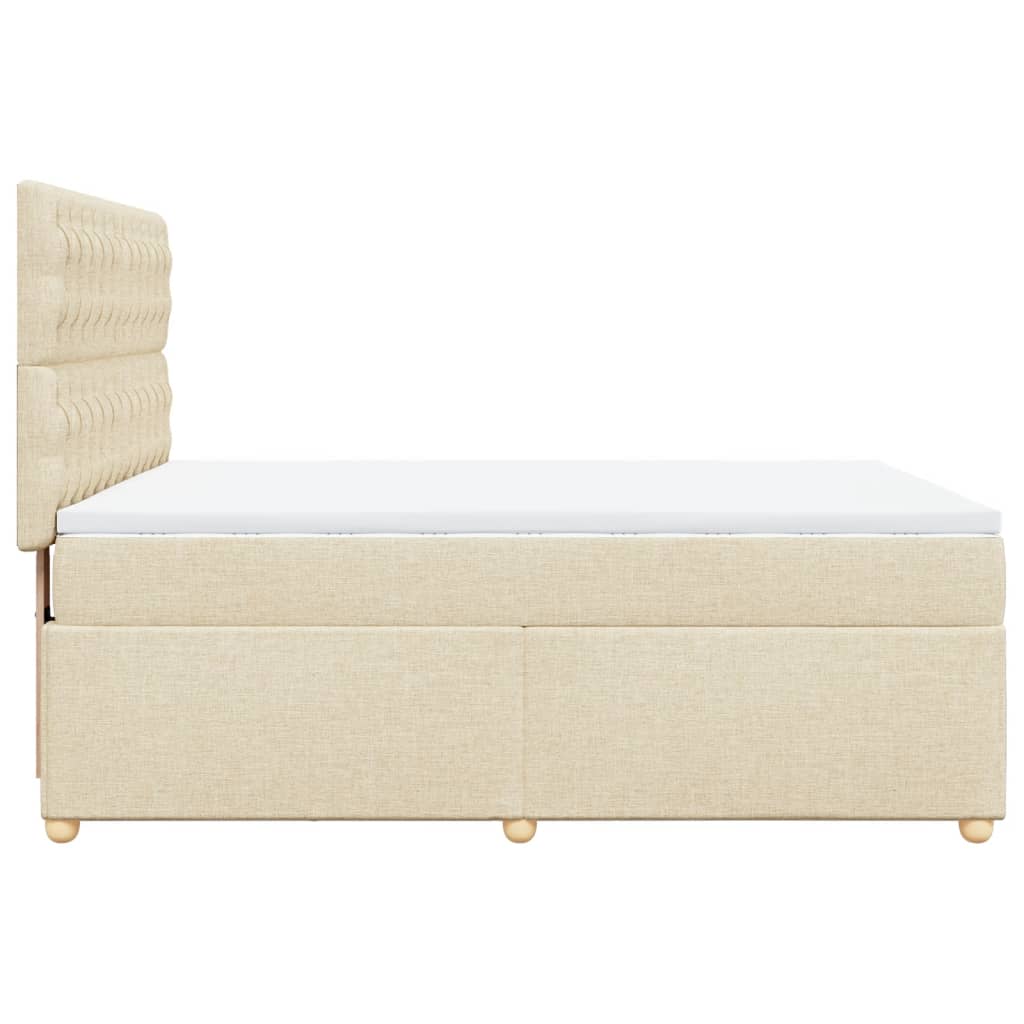 Krevet s oprugama i madracem krem 140 x 190 cm od tkanine
