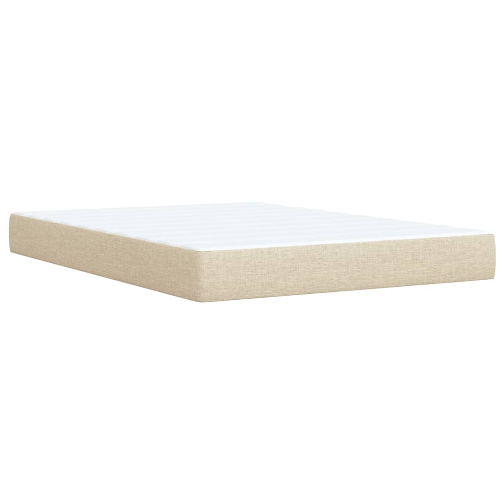 Krevet s oprugama i madracem krem 140 x 190 cm od tkanine