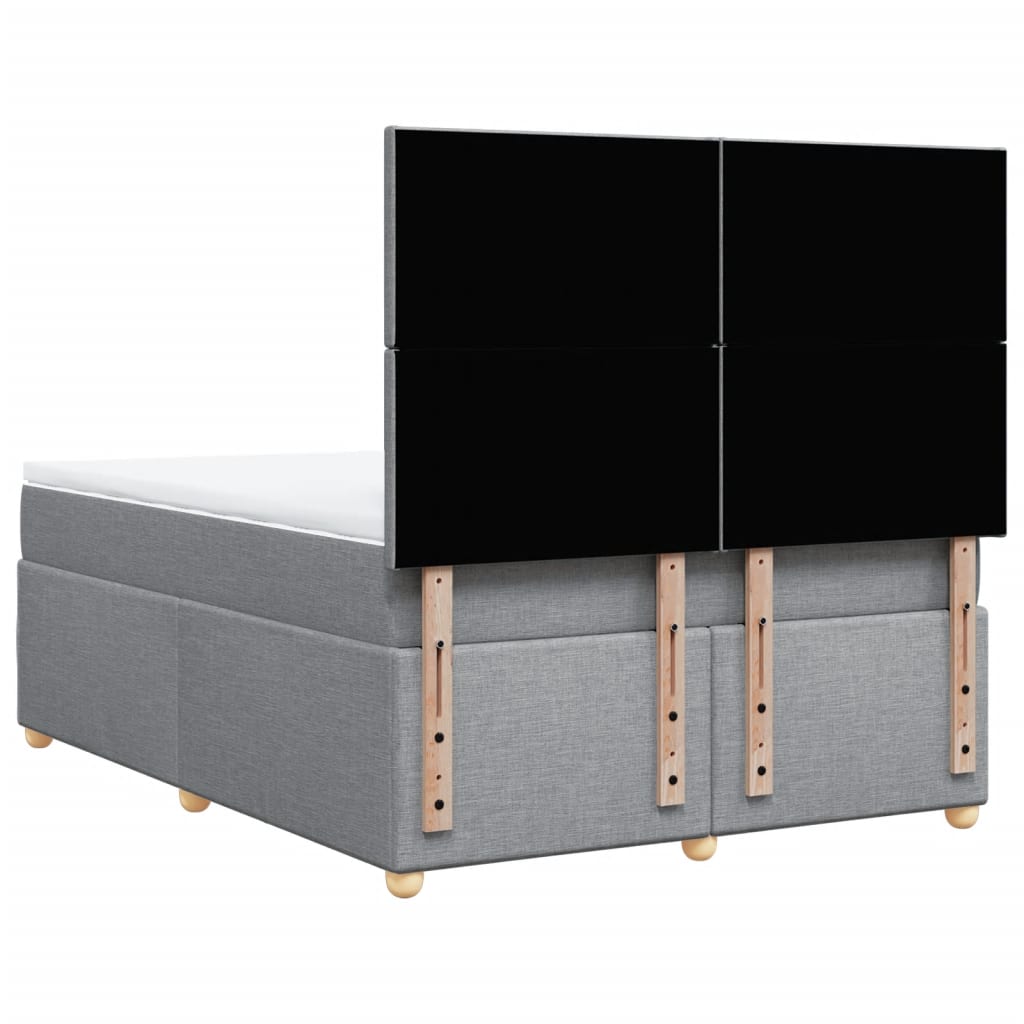 Krevet box spring s madracem svjetlosivi 140x200 cm od tkanine