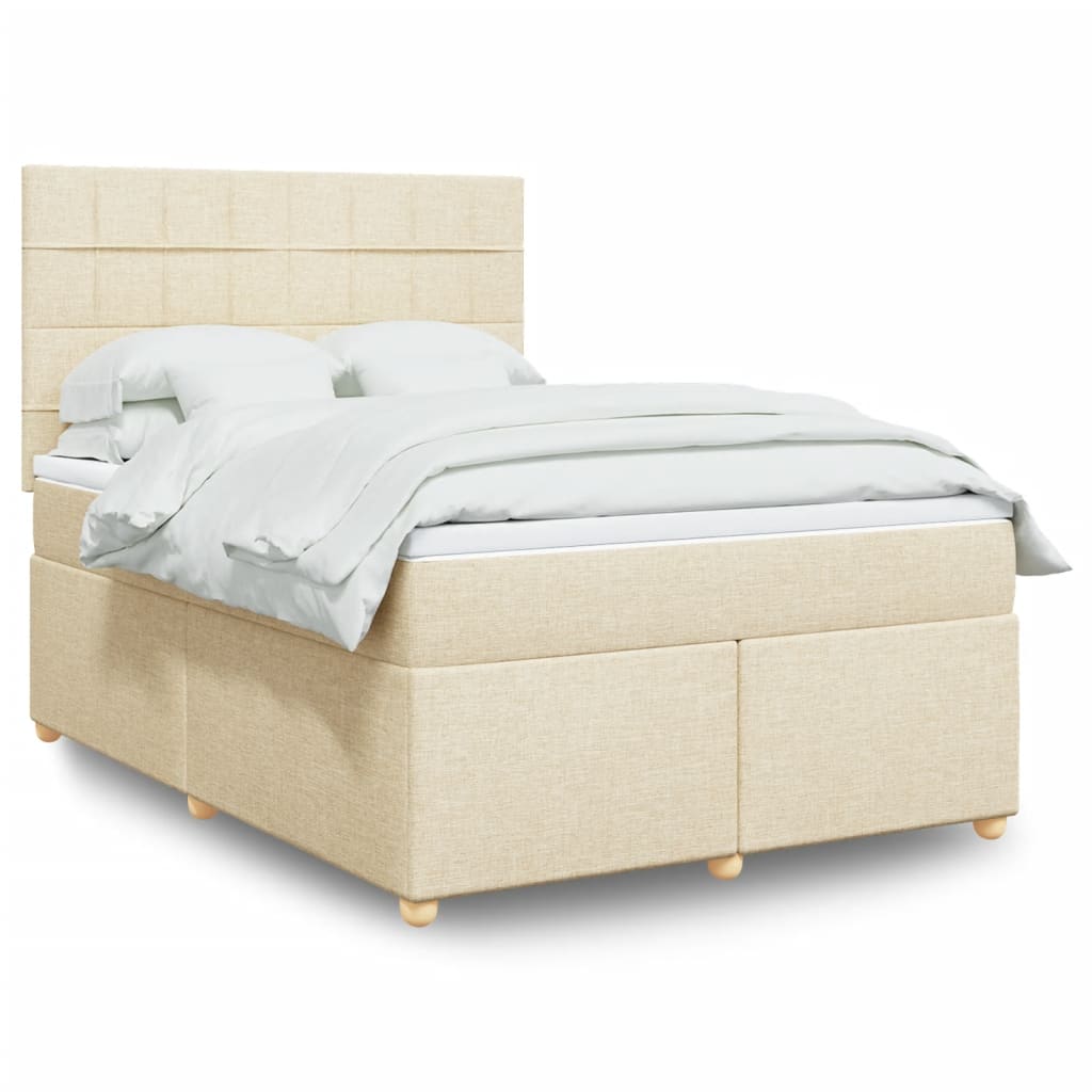 Krevet s oprugama i madracem krem 140x200 cm od tkanine
