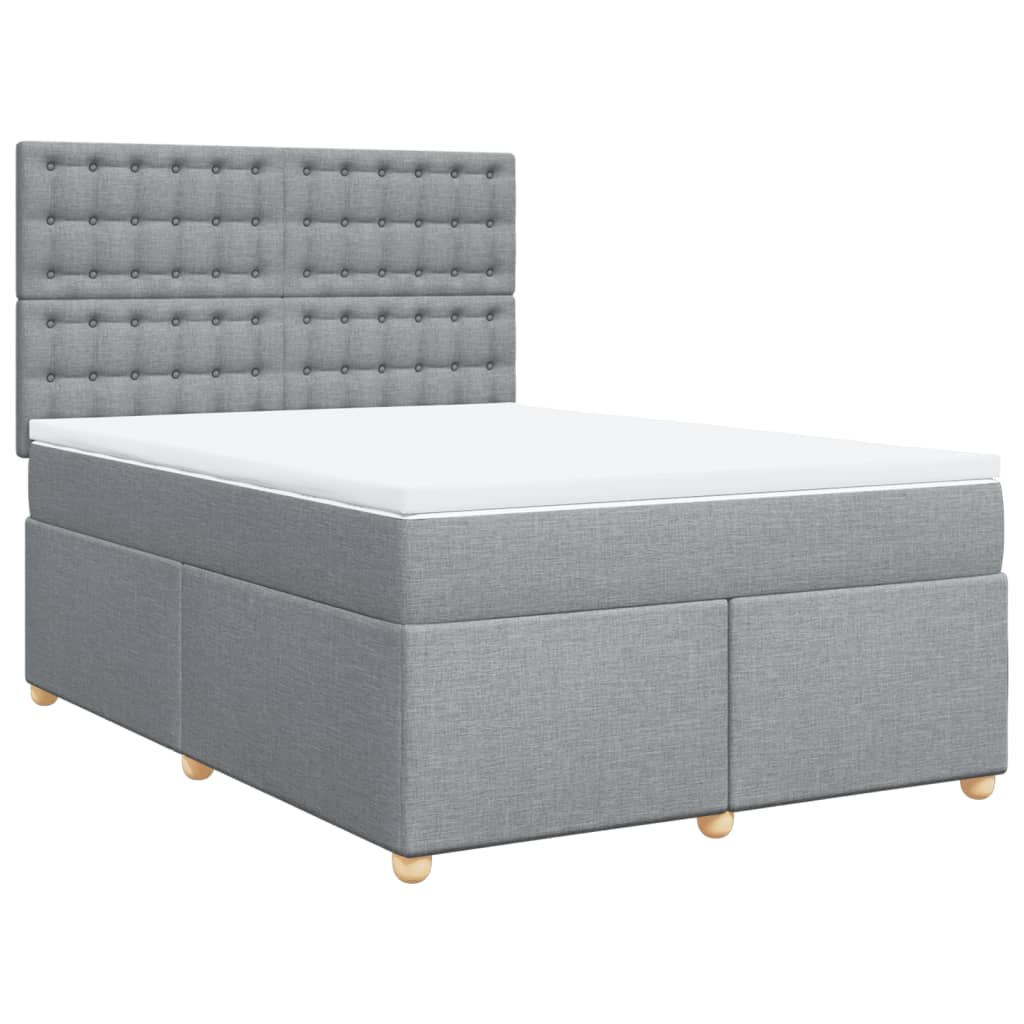 Krevet box spring s madracem svjetlosivi 140x200 cm od tkanine
