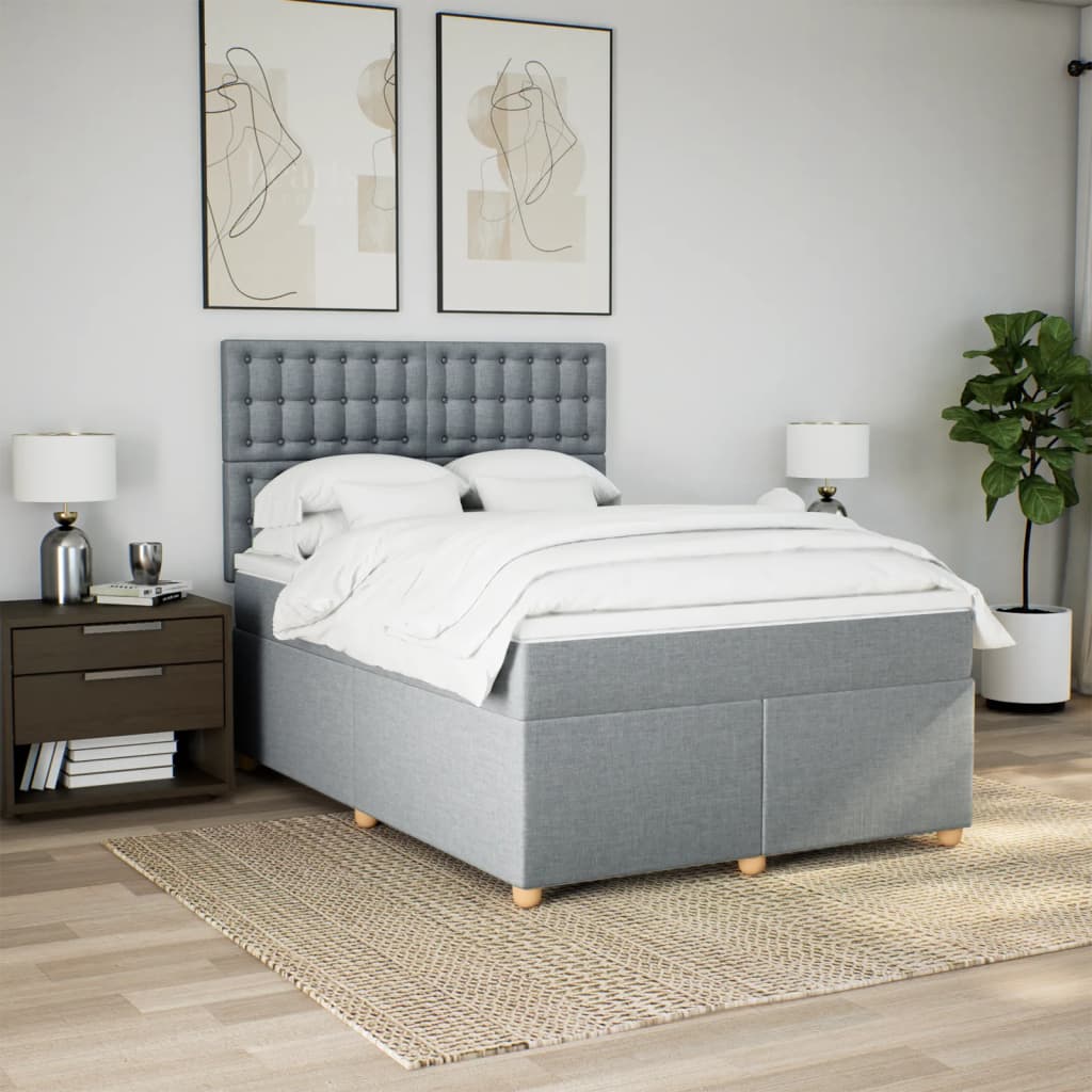 Krevet box spring s madracem svjetlosivi 140x200 cm od tkanine