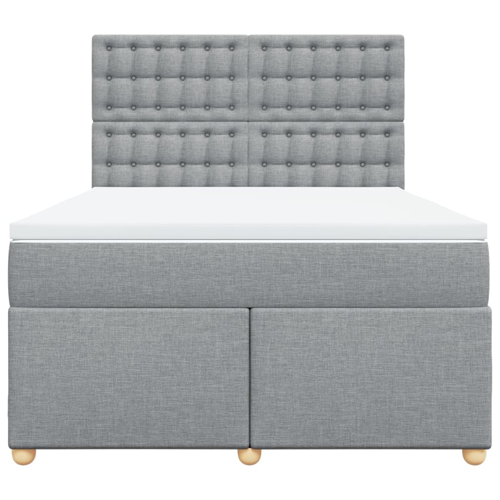 Krevet box spring s madracem svjetlosivi 140x200 cm od tkanine