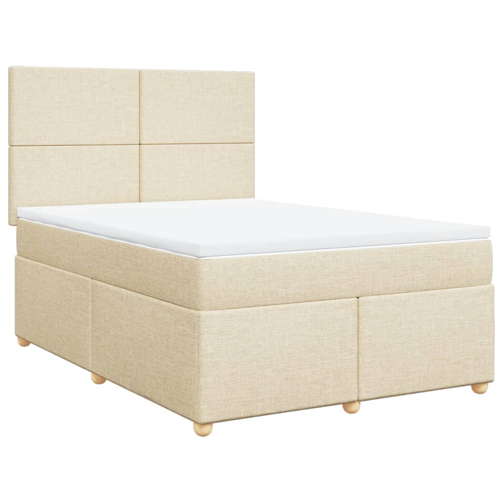 Krevet s oprugama i madracem krem 160x200 cm od tkanine