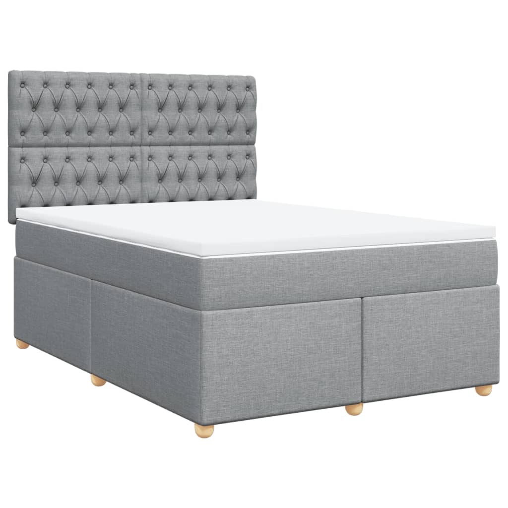 Krevet box spring s madracem svjetlosiva 160x200 cm tkanina