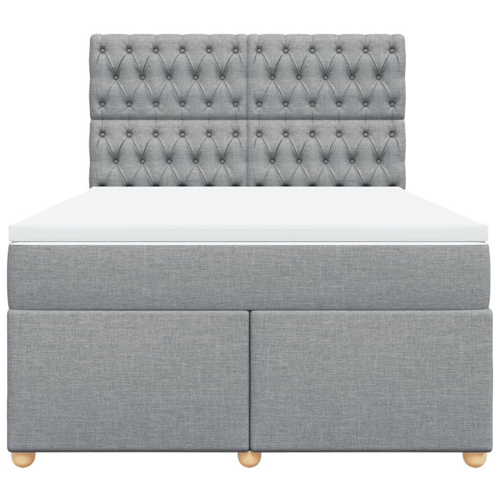 Krevet box spring s madracem svjetlosiva 160x200 cm tkanina