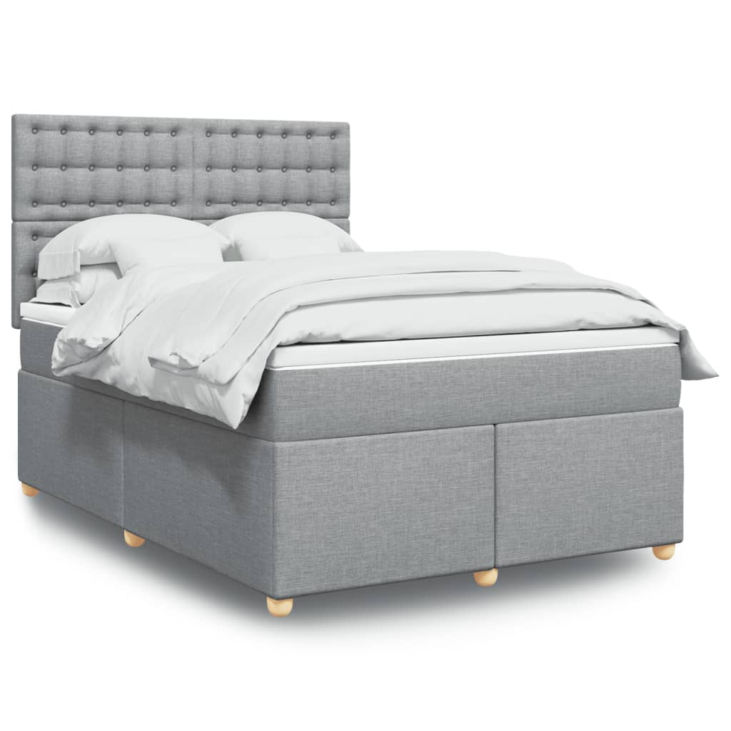 Krevet box spring s madracem svjetlosiva 160x200 cm tkanina