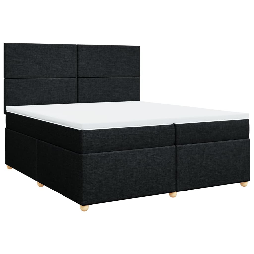 Krevet s oprugama i madracem crni 200x200 cm od tkanine