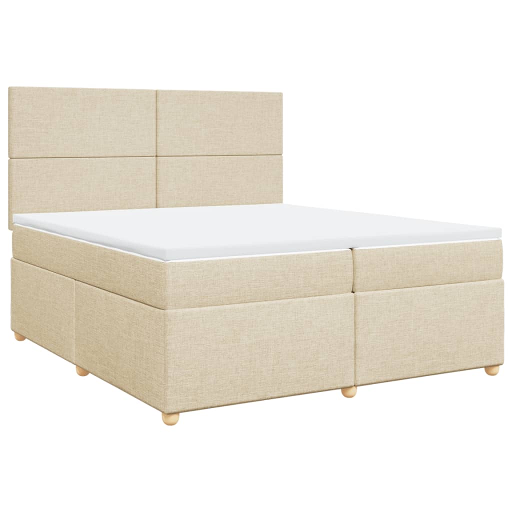 Krevet s oprugama i madracem krem 200 x 200 cm od tkanine