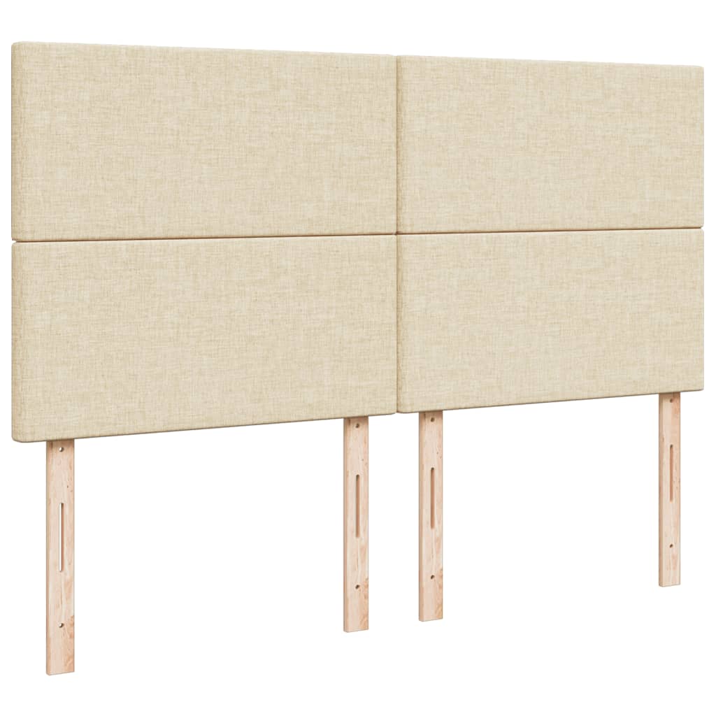 Krevet s oprugama i madracem krem 200 x 200 cm od tkanine