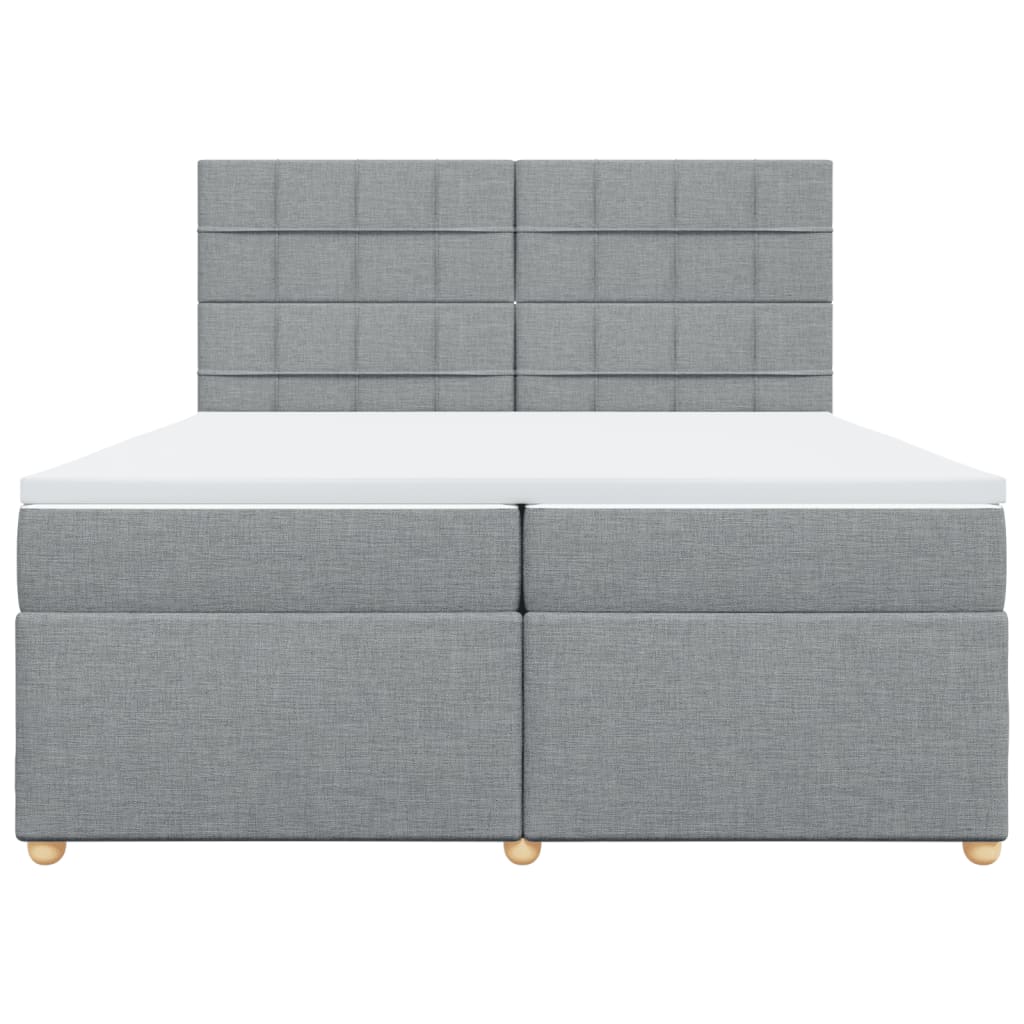 Krevet s oprugama i madracem svjetlosivi 200 x 200cm od tkanine