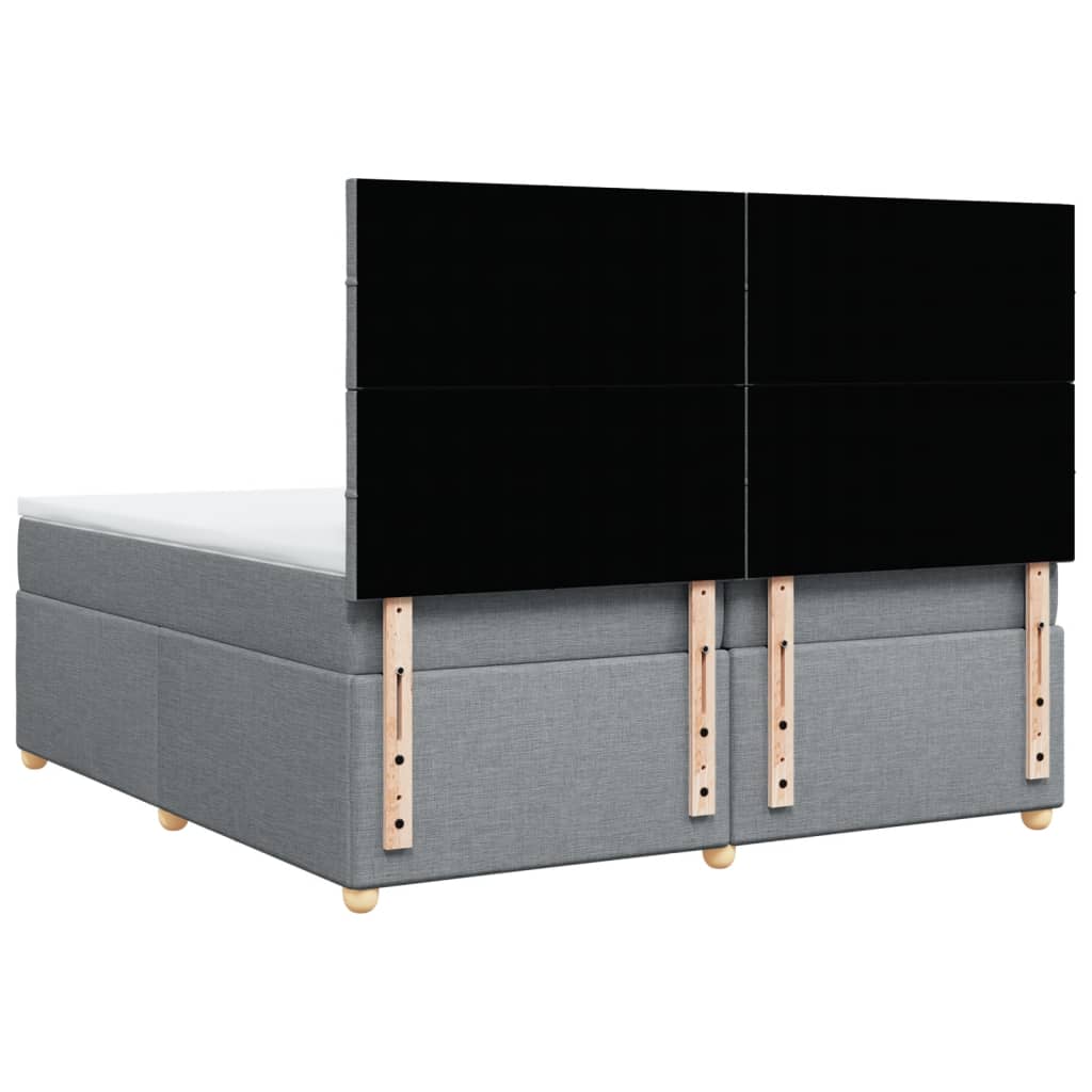 Krevet s oprugama i madracem svjetlosivi 200 x 200cm od tkanine