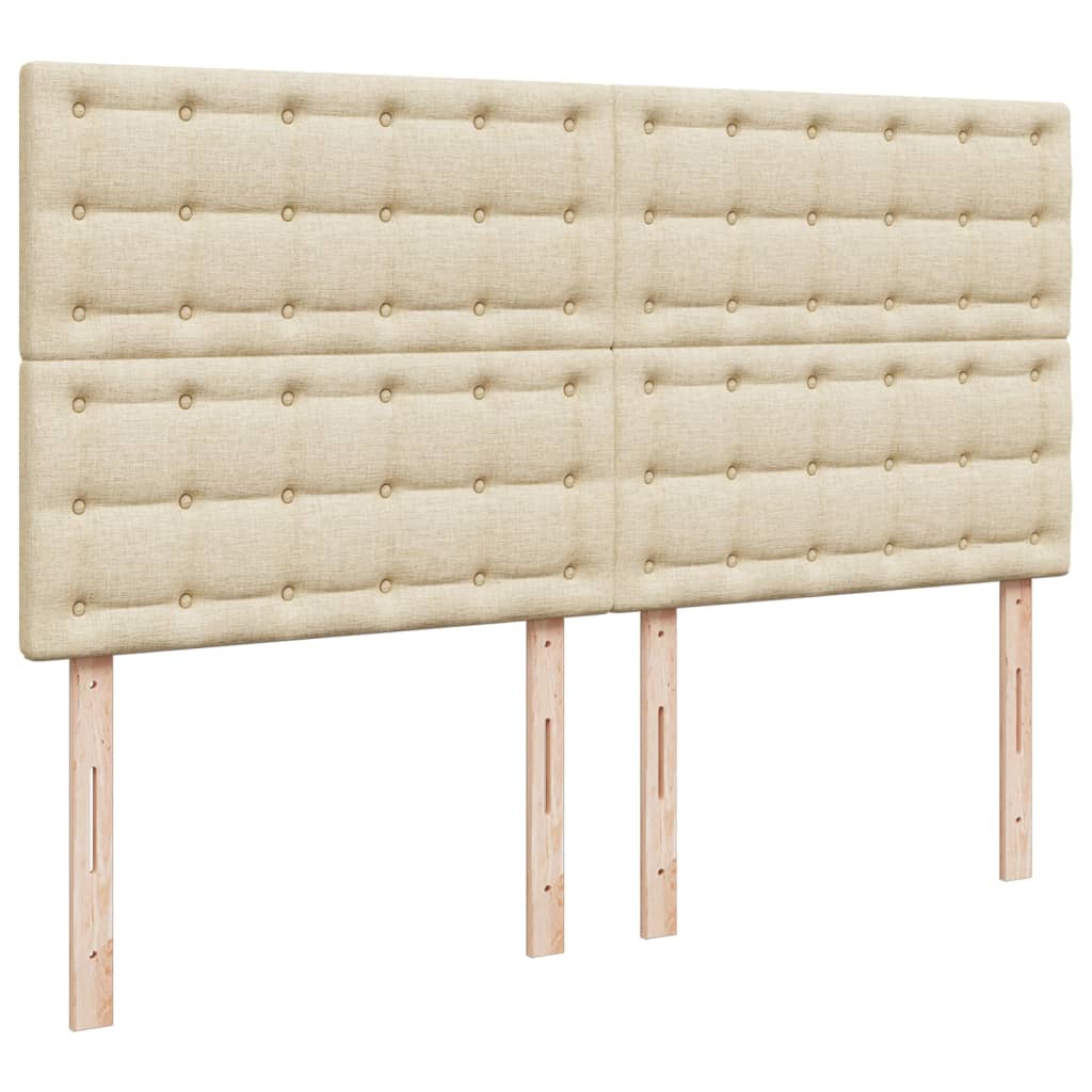 Krevet s oprugama i madracem krem 200 x 200 cm od tkanine