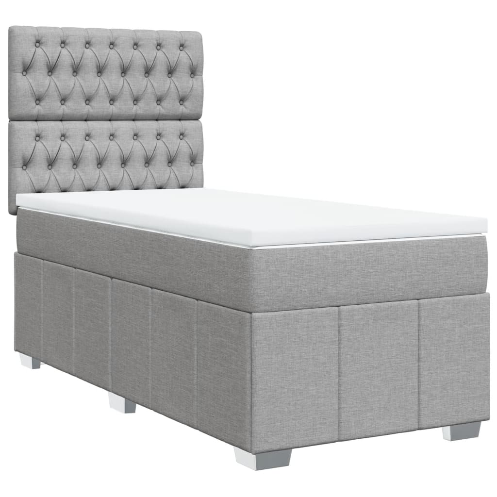 Box spring krevet s madracem svjetlosivi 90x190 cm od tkanine