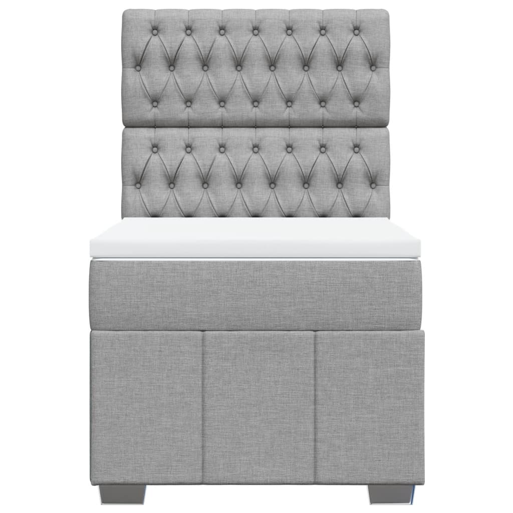 Box spring krevet s madracem svjetlosivi 90x190 cm od tkanine