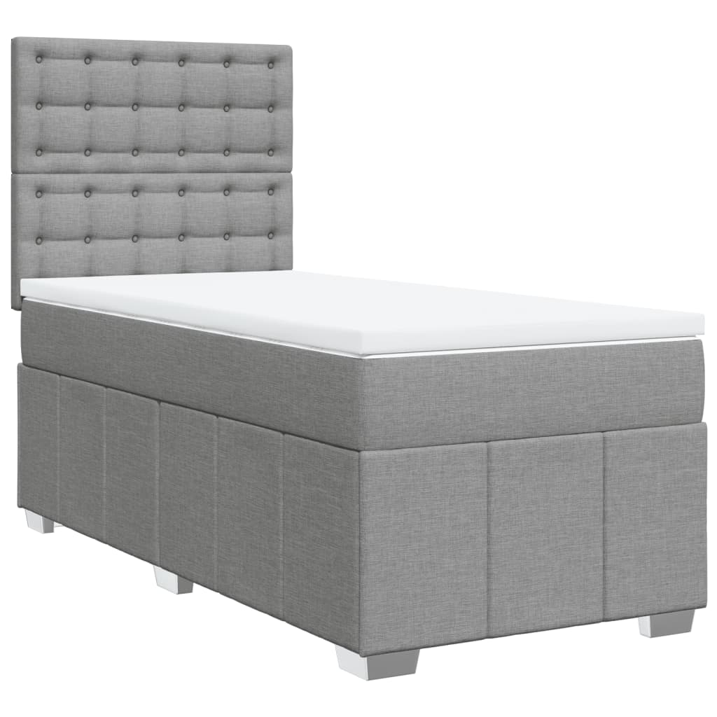 Box spring krevet s madracem svjetlosivi 90x190 cm od tkanine