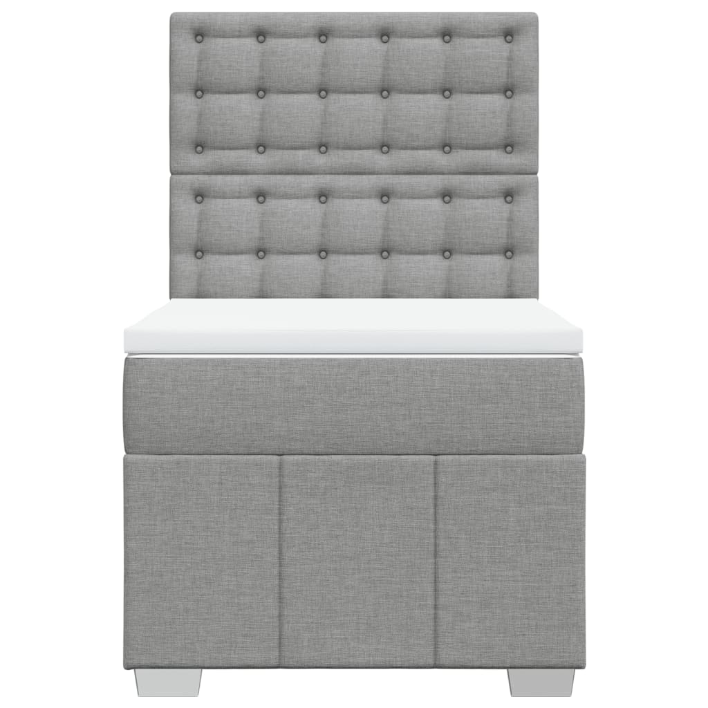 Box spring krevet s madracem svjetlosivi 90x190 cm od tkanine