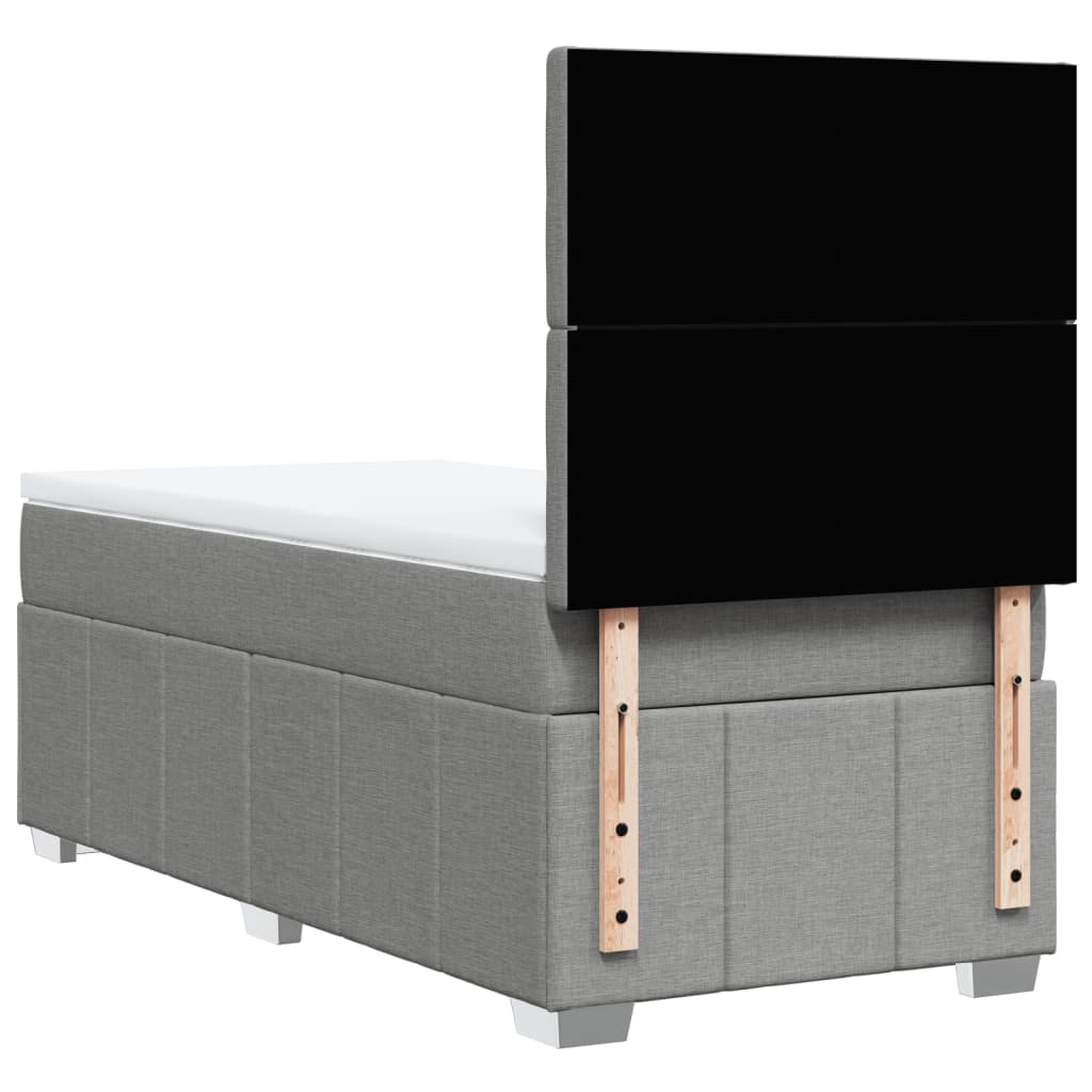 Box spring krevet s madracem svjetlosivi 90x190 cm od tkanine