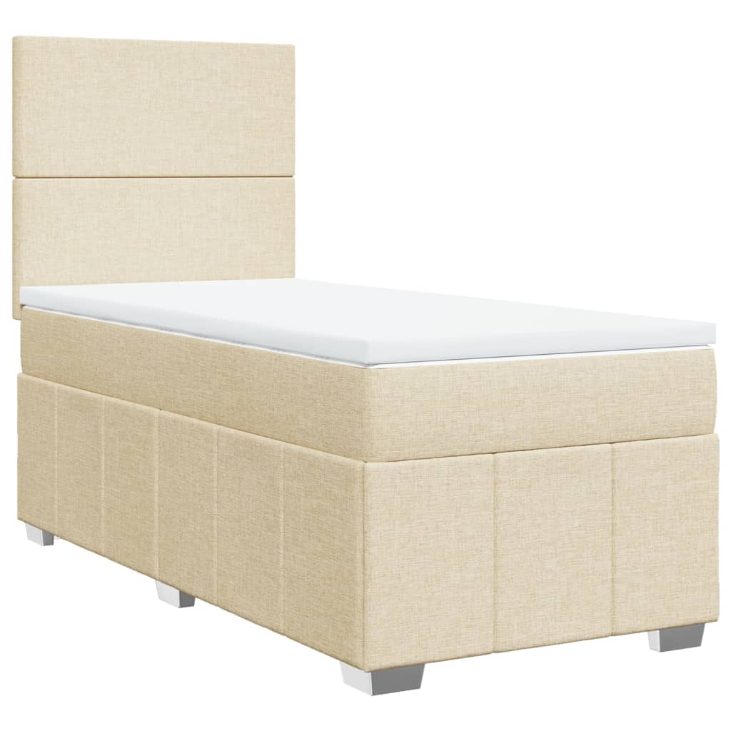 Krevet s oprugama i madracem krem 90 x 200 cm od tkanine