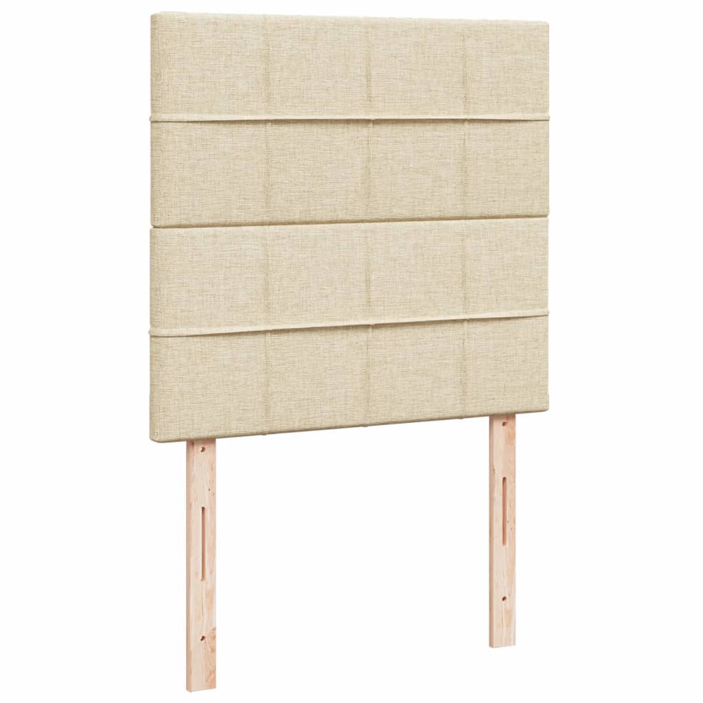 Krevet s oprugama i madracem krem 90 x 200 cm od tkanine